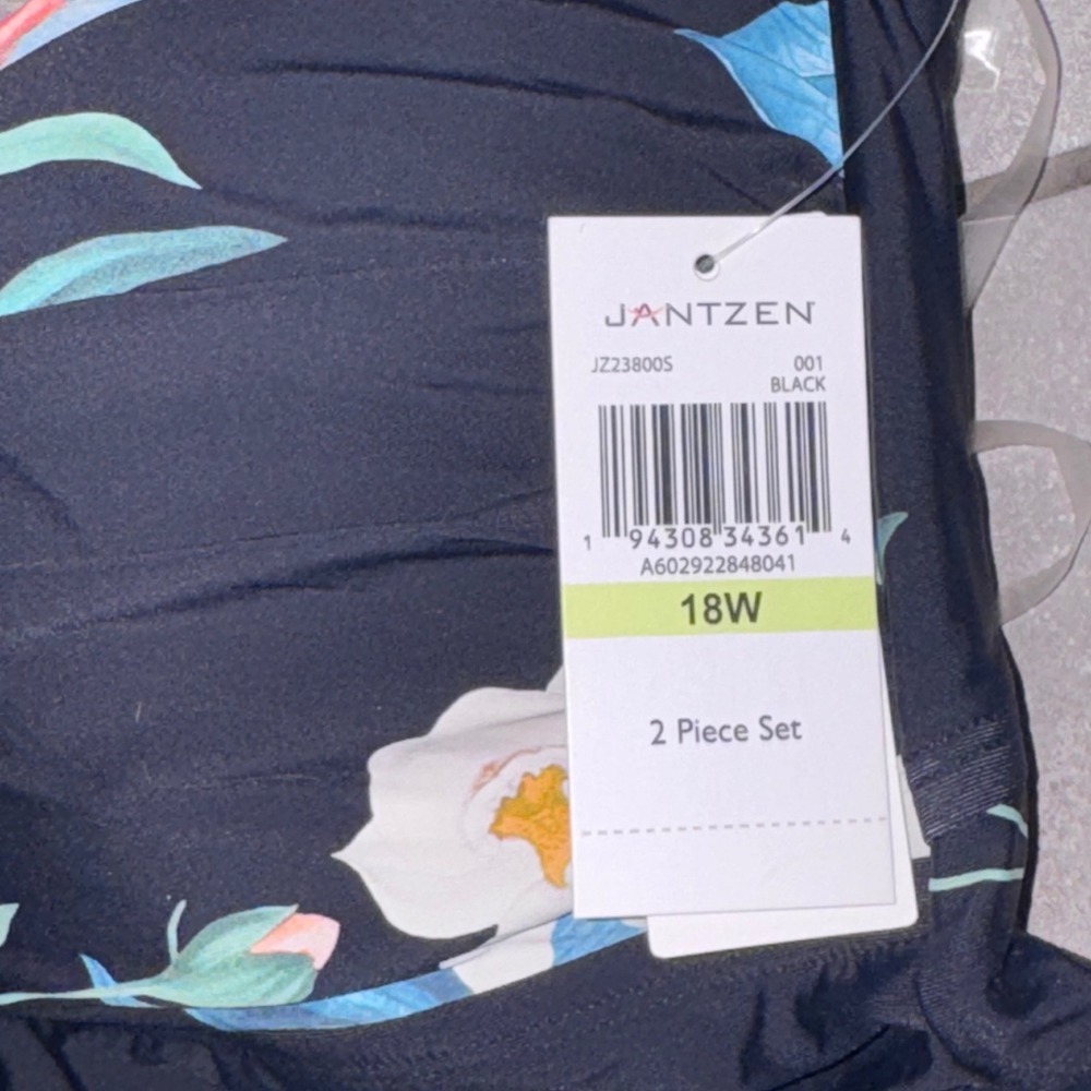 Jantzen Botanical Beauty Tankini Top Women 18W Black Floral New‎ JZ23800S - Picture 4 of 11